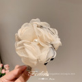 Korean Big Flower Hair Claw for Women Girl Hairpin Fashion Banana Shark Clip Fabric Fashion Accessories Gift Wholesale